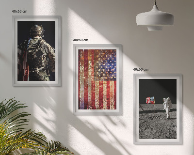Set de 3 cuadros para salón Símbolos estadounidenses Bandera de EE. UU.