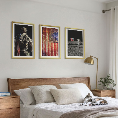 Set de 3 cuadros para salón Símbolos estadounidenses Bandera de EE. UU.