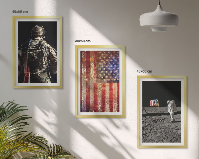 Set de 3 cuadros para salón Símbolos estadounidenses Bandera de EE. UU.