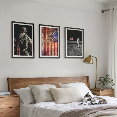 Set de 3 cuadros para salón Símbolos estadounidenses Bandera de EE. UU.