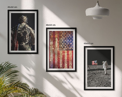 Set de 3 cuadros para salón Símbolos estadounidenses Bandera de EE. UU.