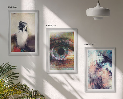 Set de 3 cuadros para salón Retrato de una mujer con emociones abstractas