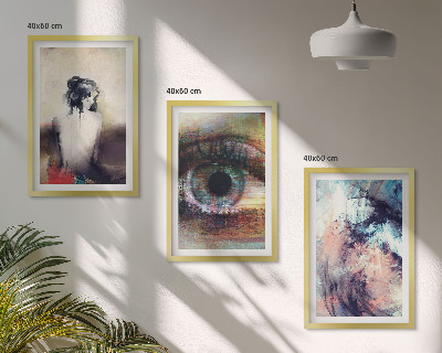 Set de 3 cuadros para salón Retrato de una mujer con emociones abstractas