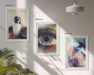 Set de 3 cuadros para salón Retrato de una mujer con emociones abstractas