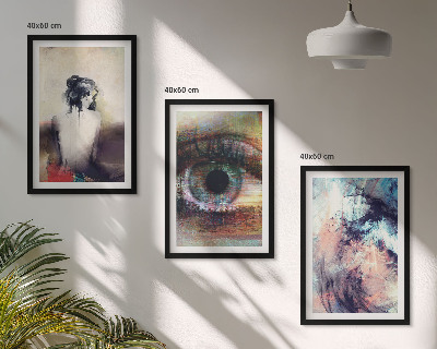 Set de 3 cuadros para salón Retrato de una mujer con emociones abstractas