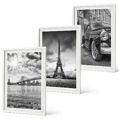 Set de 3 cuadros decorativos para salón con diseño de vistas de la ciudad, puentes y Torre Eiffel