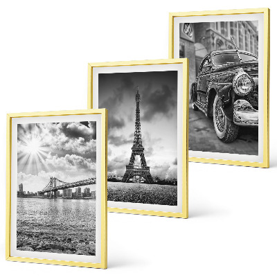 Set de 3 cuadros para salón Vistas de la ciudad, puentes, Torre Eiffel