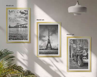 Set de 3 cuadros para salón Vistas de la ciudad, puentes, Torre Eiffel