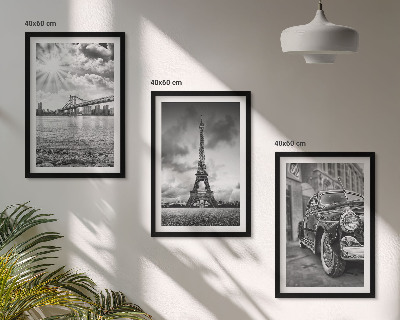 Set de 3 cuadros para salón Vistas de la ciudad, puentes, Torre Eiffel