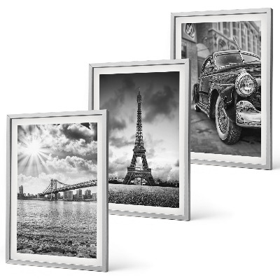 Set de 3 cuadros para salón Vistas de la ciudad, puentes, Torre Eiffel