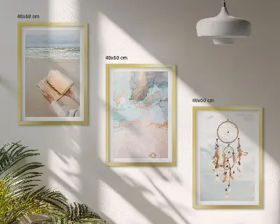 Juego de 3 cuadros con diseño de libro abstracto de estilo bohemio marino