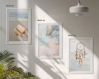 Juego de 3 cuadros con diseño de libro abstracto de estilo bohemio marino