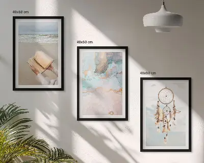 Juego de 3 cuadros con diseño de libro abstracto de estilo bohemio marino