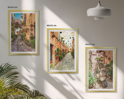 Juego de 3 cuadros Calles, flores, ambiente italiano