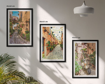 Juego de 3 cuadros Calles, flores, ambiente italiano