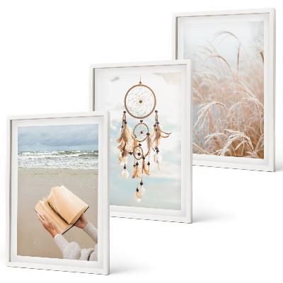 Set de 3 cuadros para salón Paisajes bohemios veraniegos y tranquilos