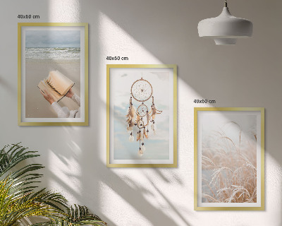 Set de 3 cuadros para salón Paisajes bohemios veraniegos y tranquilos