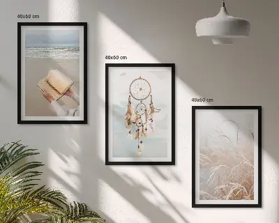 Set de 3 cuadros para salón con diseño de paisajes bohemios veraniegos y tranquilos