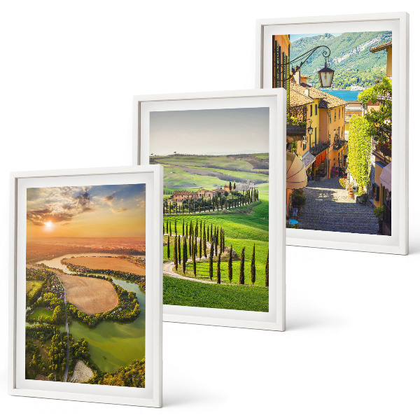 Set de 3 cuadros para salón Paisajes italianos calle del río