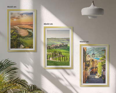 Set de 3 cuadros para salón Paisajes italianos calle del río