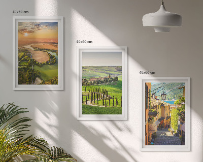 Set de 3 cuadros para salón Paisajes italianos calle del río