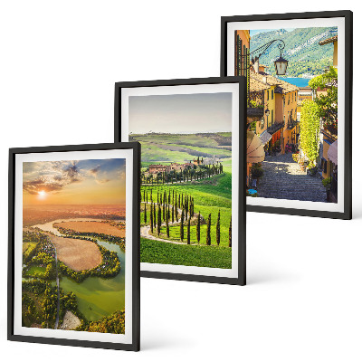 Set de 3 cuadros para salón Paisajes italianos calle del río