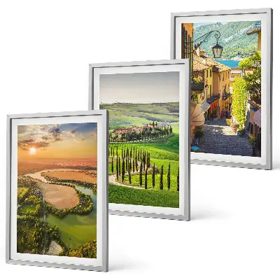 Set de 3 cuadros para salón con diseño de paisajes italianos y calle del río