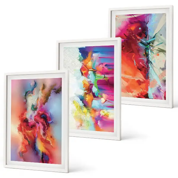 Juego de 3 cuadros con diseño de abstracciones coloridas de formas