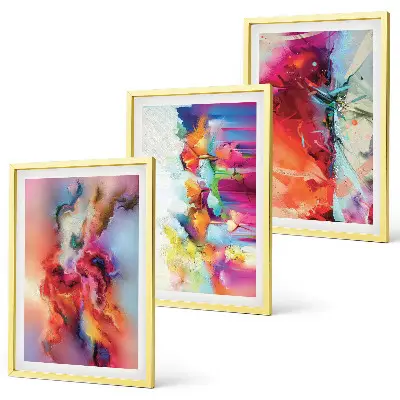 Juego de 3 cuadros con diseño de abstracciones coloridas de formas