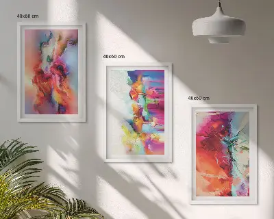 Juego de 3 cuadros con diseño de abstracciones coloridas de formas