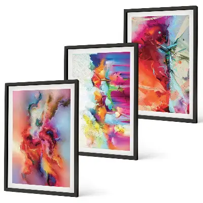 Juego de 3 cuadros con diseño de abstracciones coloridas de formas