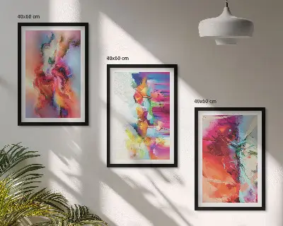 Juego de 3 cuadros con diseño de abstracciones coloridas de formas
