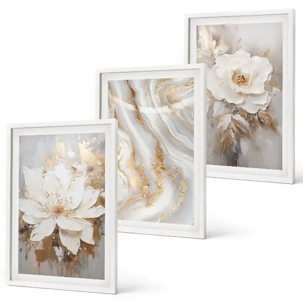 Cuadros decorativos de flores de mármol abstracto juego de 3 piezas