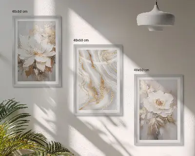Cuadros decorativos de flores de mármol abstracto juego de 3 piezas