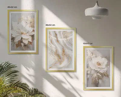 Cuadros decorativos de flores de mármol abstracto juego de 3 piezas