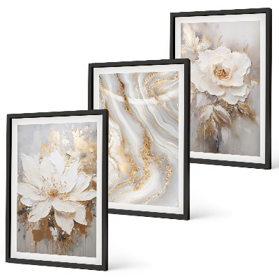 Juego de 3 cuadros Flores de mármol abstracto