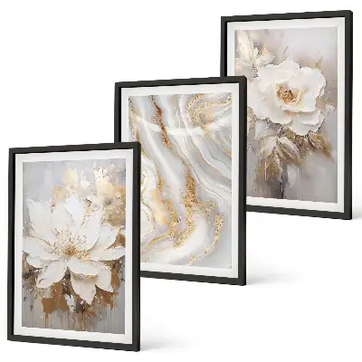 Cuadros decorativos de flores de mármol abstracto juego de 3 piezas