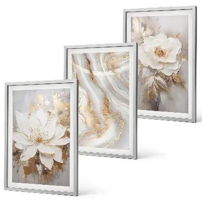 Cuadros decorativos de flores de mármol abstracto juego de 3 piezas