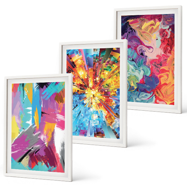 Juego de 3 cuadros patrones de pintura abstractos y coloridos