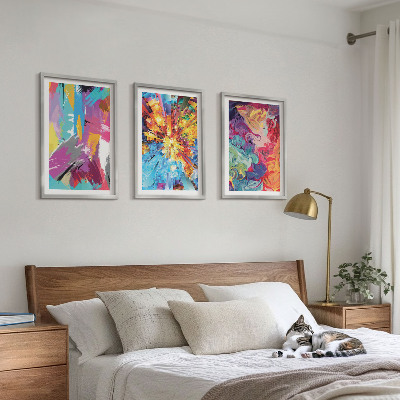 Juego de 3 cuadros patrones de pintura abstractos y coloridos