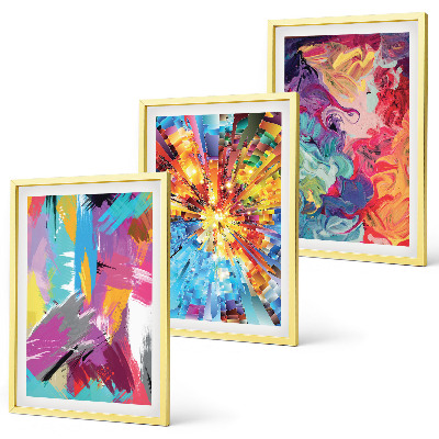 Juego de 3 cuadros patrones de pintura abstractos y coloridos