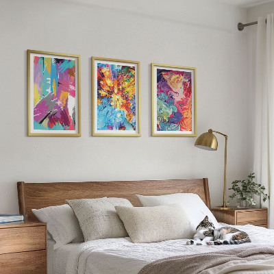 Juego de 3 cuadros patrones de pintura abstractos y coloridos