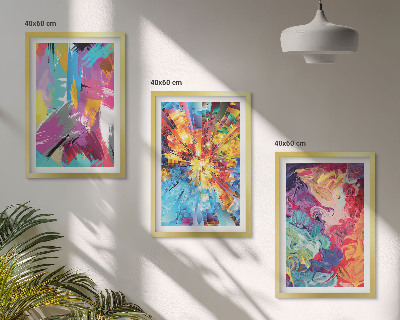 Juego de 3 cuadros patrones de pintura abstractos y coloridos