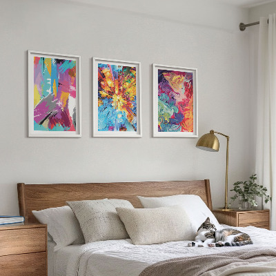 Juego de 3 cuadros patrones de pintura abstractos y coloridos