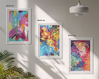 Juego de 3 cuadros patrones de pintura abstractos y coloridos