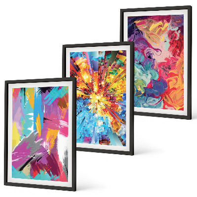 Juego de 3 cuadros patrones de pintura abstractos y coloridos