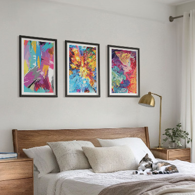 Juego de 3 cuadros patrones de pintura abstractos y coloridos