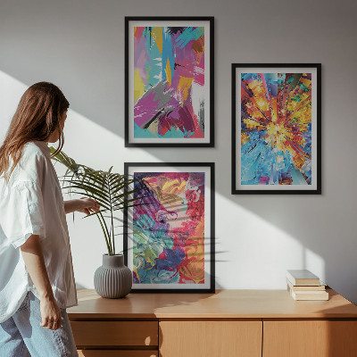 Juego de 3 cuadros patrones de pintura abstractos y coloridos
