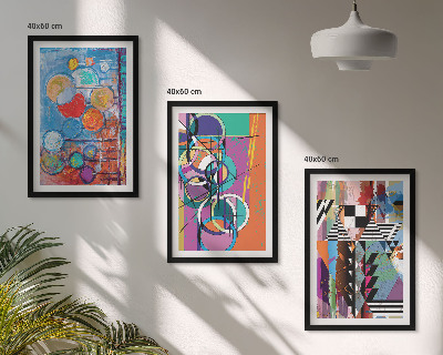 Set de 3 cuadros para salón Geometría de círculos abstractos coloridos