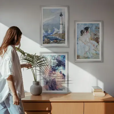 Juego de 3 cuadros diseño de bailarina abstracta del faro